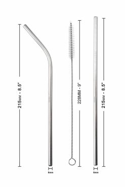 Alternative view of Stainless Steel Straws with Cleaning Brush 2 Straight 2 Bent 1 Straw