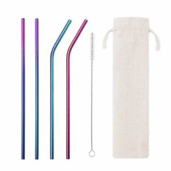 Stainless Steel Raimbo Straw 2 Straight 2 Bent 1 Brush