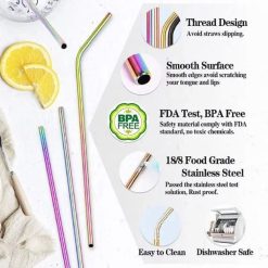 Alternative view of Stainless Steel Raimbo Straw 2 Straight 2 Bent 1 Brush